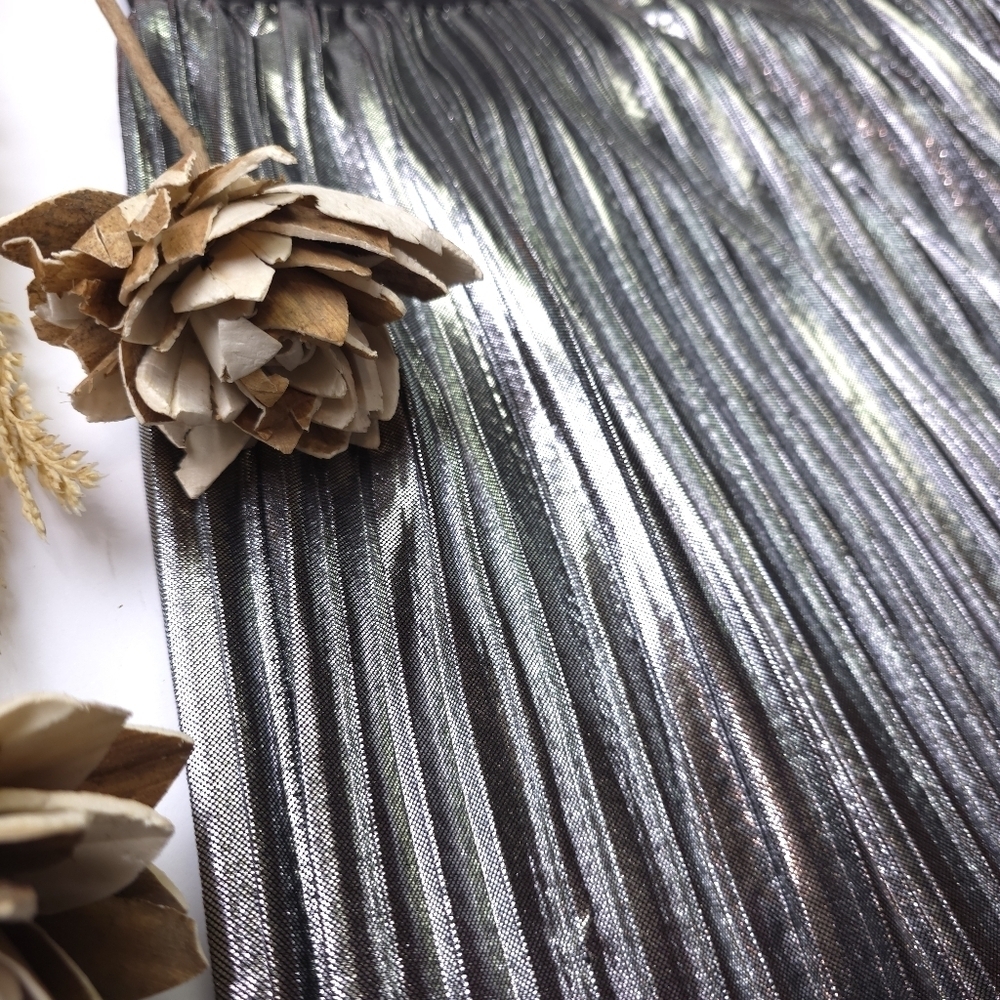Promesa Metallic Silver Pleated Skirt sz M - Picture 6 of 8